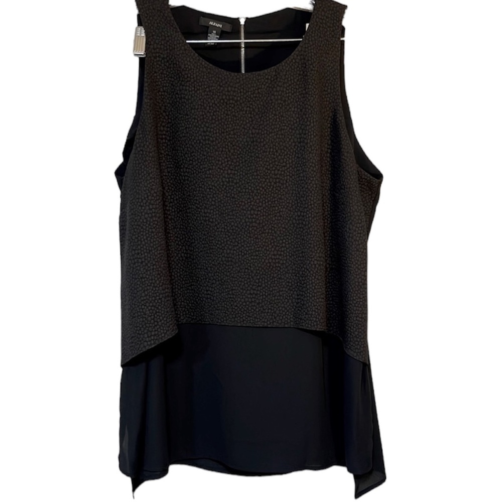 Alfani Plus Black Double Layered Tank Top Zipper Back Size 14